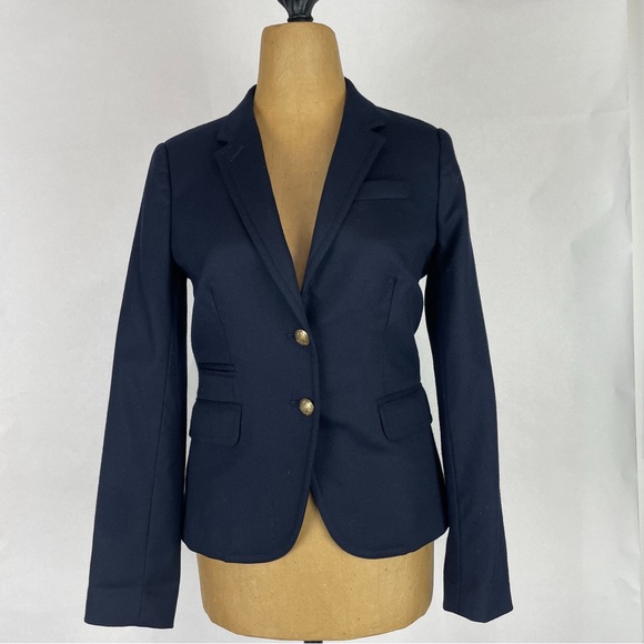 J CREW Women’s “Schoolboy Blazer” Jacket dark NAVY Gold Buttons Lined Size 2 - Picture 8 of 10